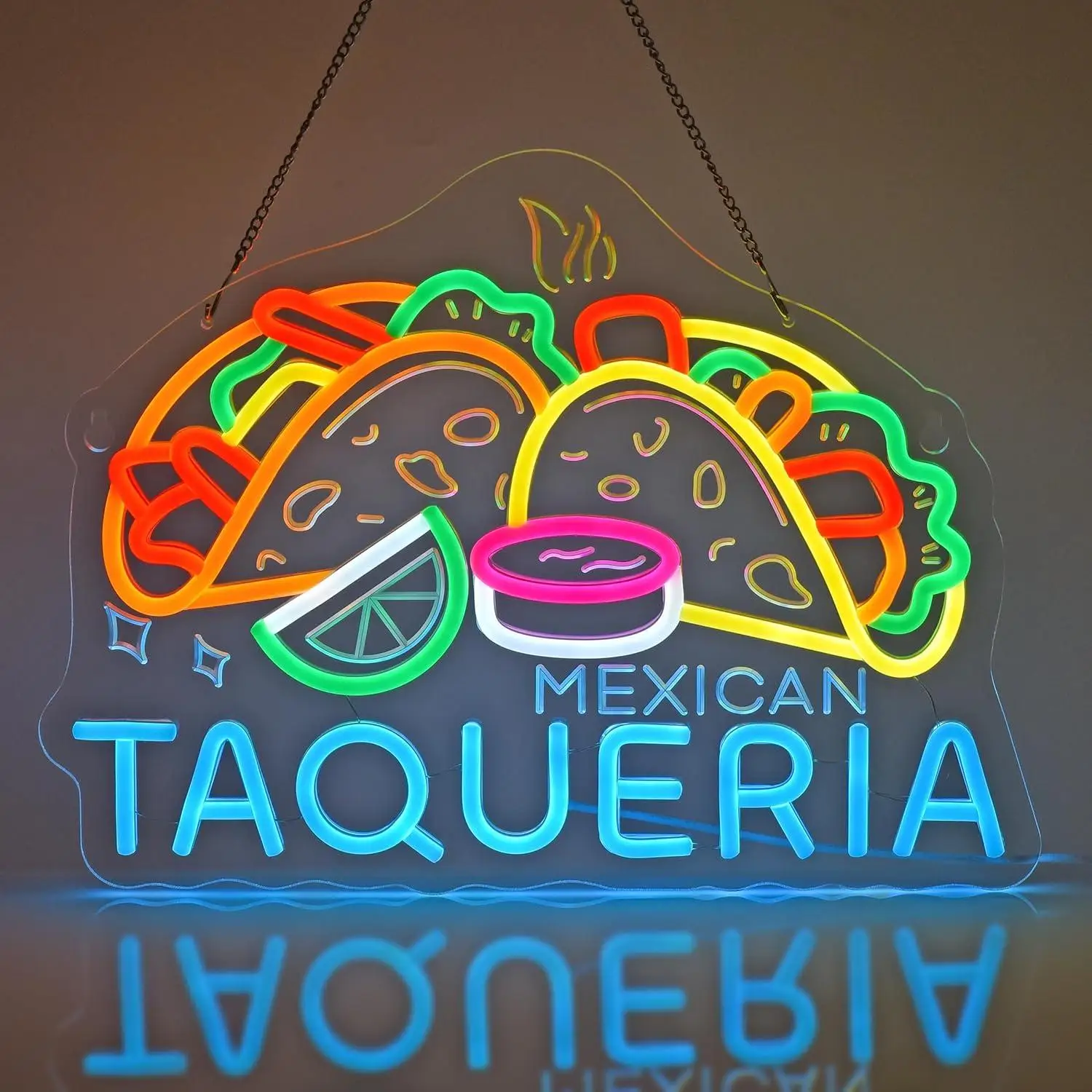 

Taqueria Neon Sign USB Dimmable LED Light for Mexican Restaurant Food Truck Kitchen Food Market Wall Decor Gifts Signboard Light