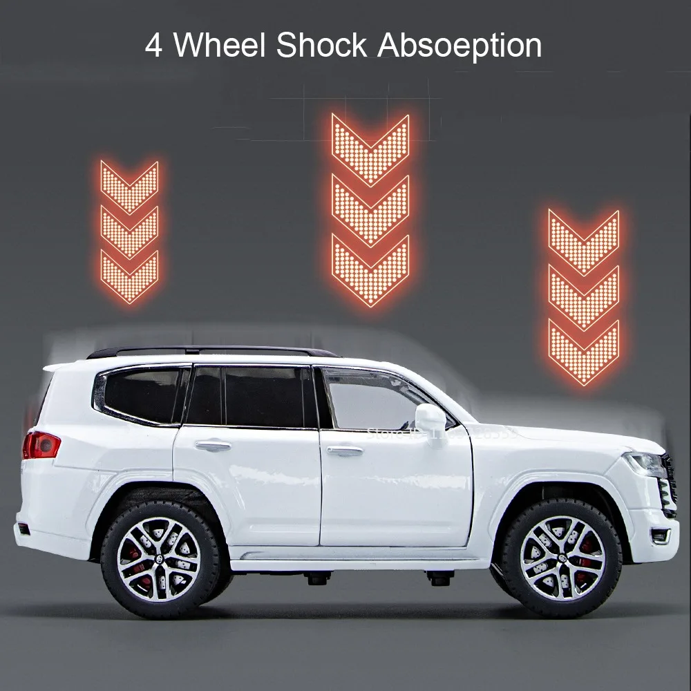 1:24 랜드크루저 RAV4 장난감 모델카 합금 다이캐스트 사운드 라이트 도어 오픈 풀백 시뮬레이션 차량 장난감 어린이 선물