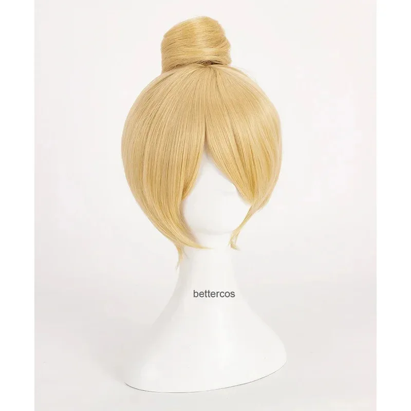 Peluca de Princesa Tinker Bell, Peluca de Cosplay de Tinkerbell, Cabello Rubio Corto con Moño, Peluca de Cabello Sintético Resistente al Calor + Gorro de Peluca 2026 Cosziy