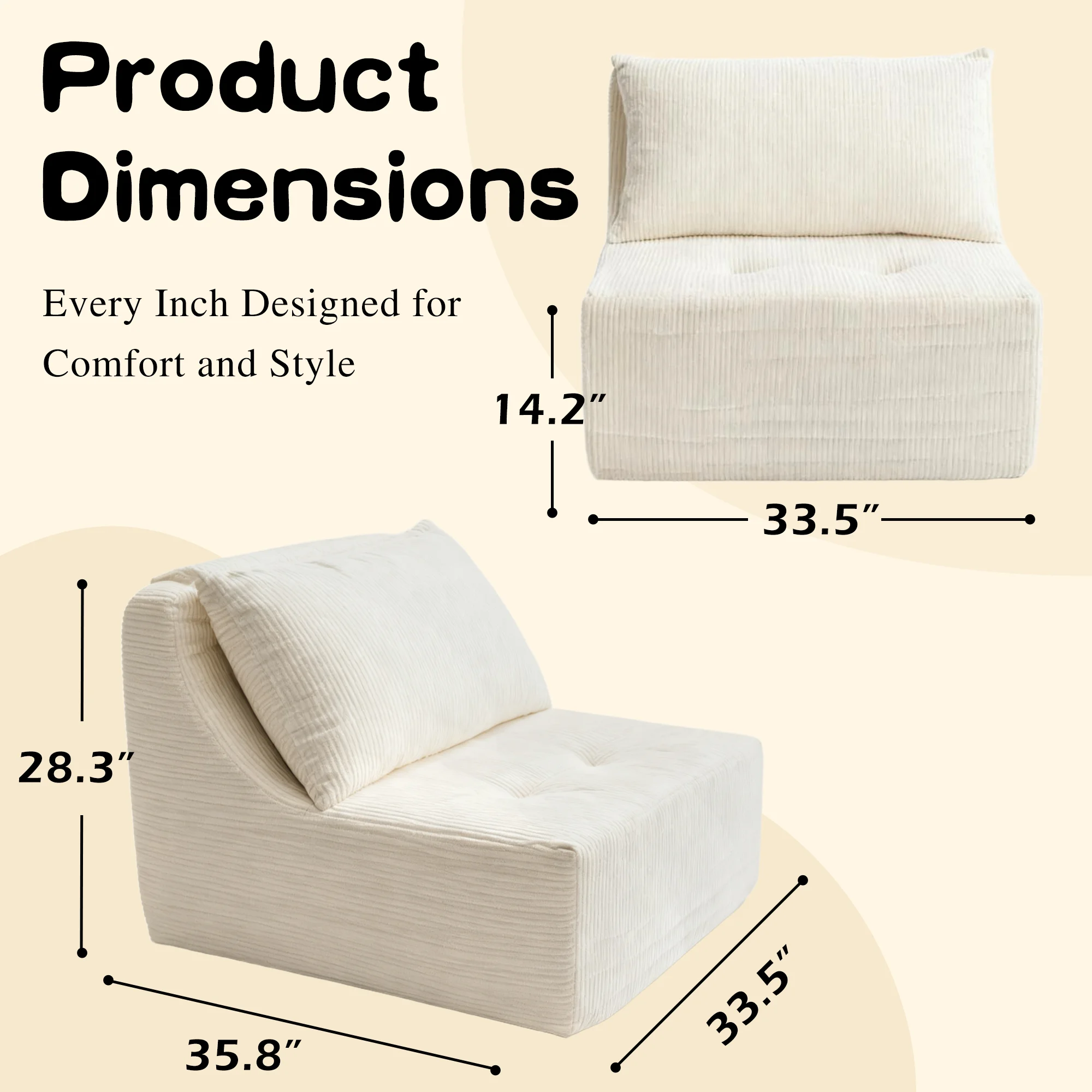 

Ultra-Comfortable Boneless Sofa Chair, Ergonomic Support for Full Body Relaxation, Perfect Floor Lounger for Gaming, Reading & M