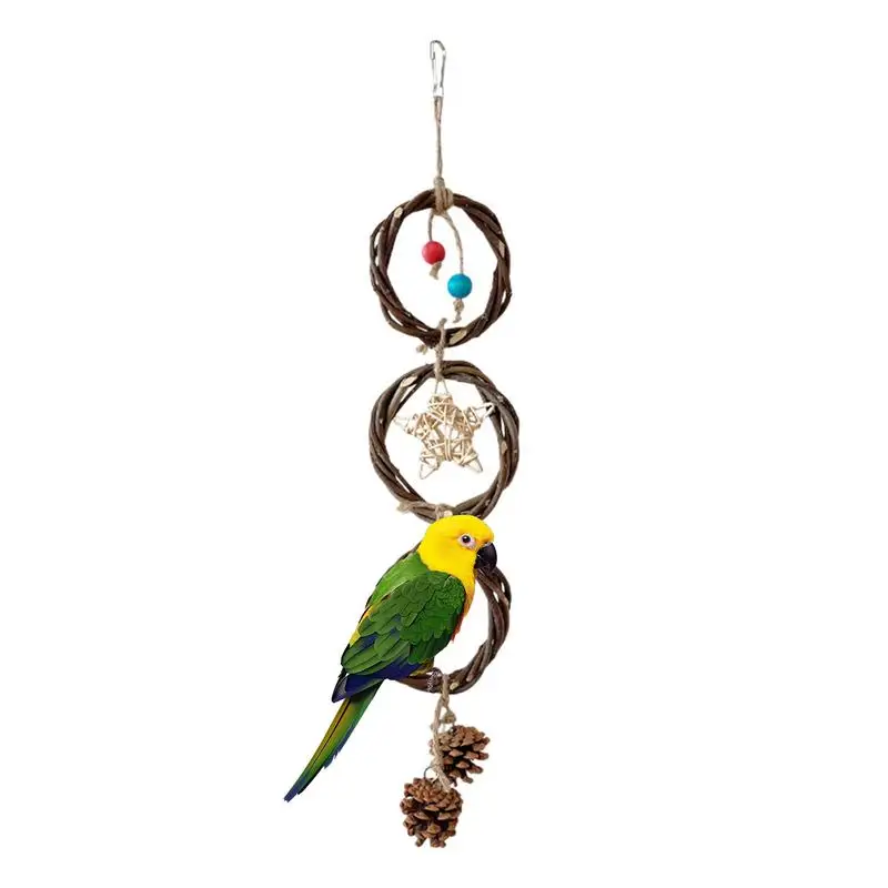 

Parakeet Chew Toys Swings Perches Bird Cage Chewing Toys Perches Fun Chew Teething Large Parrot Chewing Bird Cage Accessories