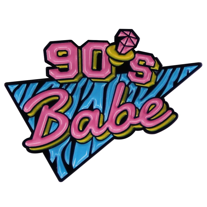 90's Babe Enamel Lapel Pin Retro Nostalgia Badge Brooch Backpack Decoration Jewelry