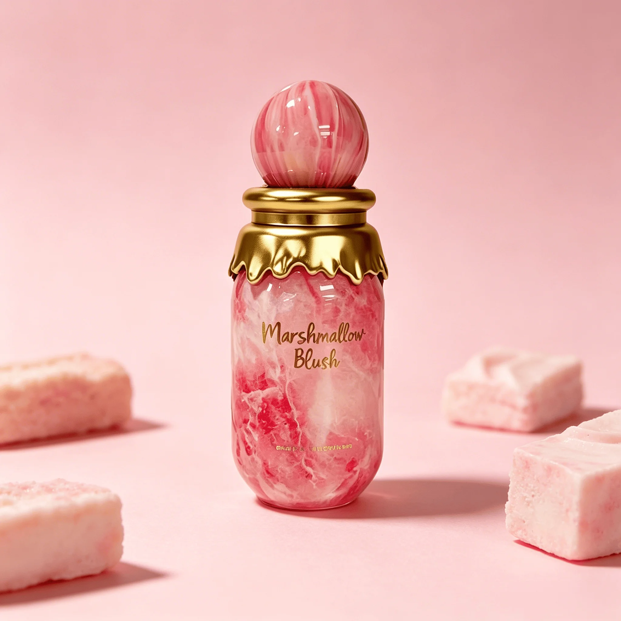 Paris Corner Marshmallow Blush EDP Perfume For Unisex Juicy Strawberry Raspberry Orange Blossom Creamy Marshmallow Musk Aroma Long Lasting Pink Cloud Marble Cylindrical Bottle With Sphere Marble Top Daily Casual Dating Present