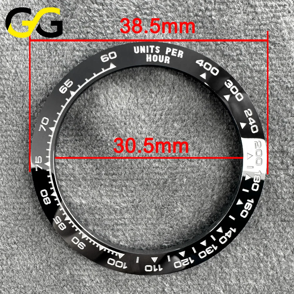 38,5mm * 30,5mm Hochwertige Keramik-Lünette Uhrenteile Zubehör Abgeschrägte Edle Weißgold-Textur Schwarz Kaffeefarben Lünette – Detail 2