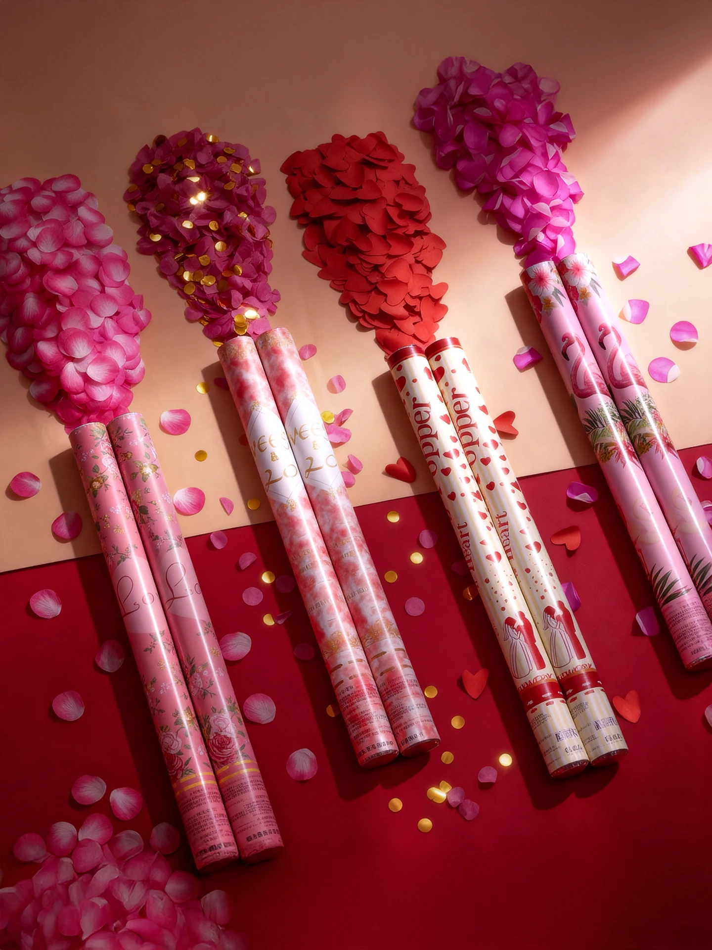 

Pink Petal Rain Wedding Cannon Non-fading Hand-Twisted Celebration Firework er Creative Gift for Bridesmaids And omsmen