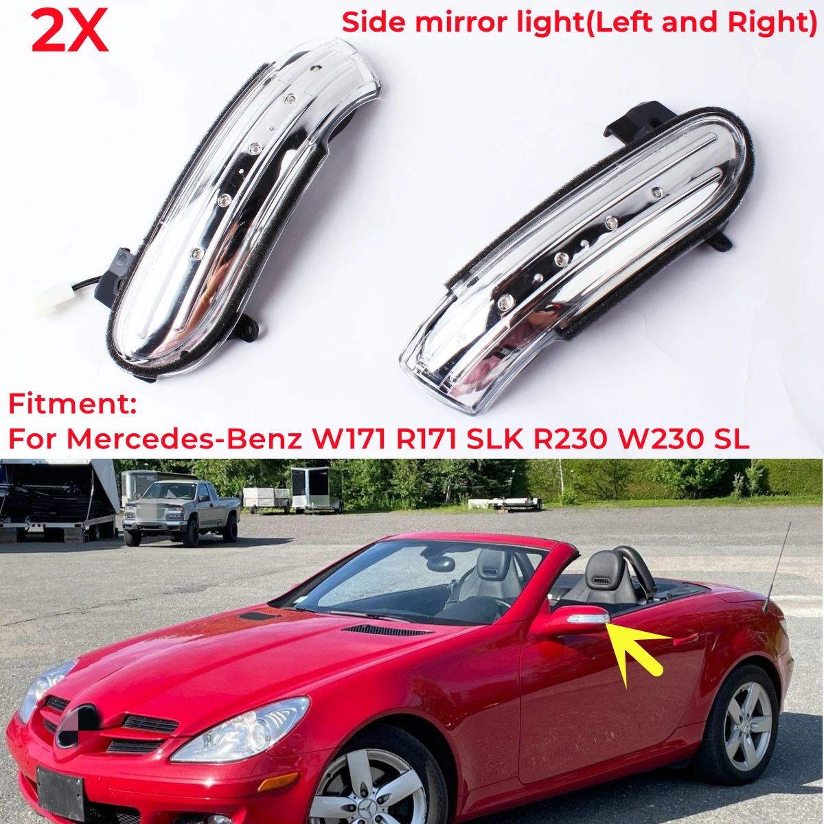 2Pcs Side Marker Light Door Wing Rearview Mirror Turn Signal Indicator For MERCEDES R129 R171 R230 W129 W171 W230 1718200421