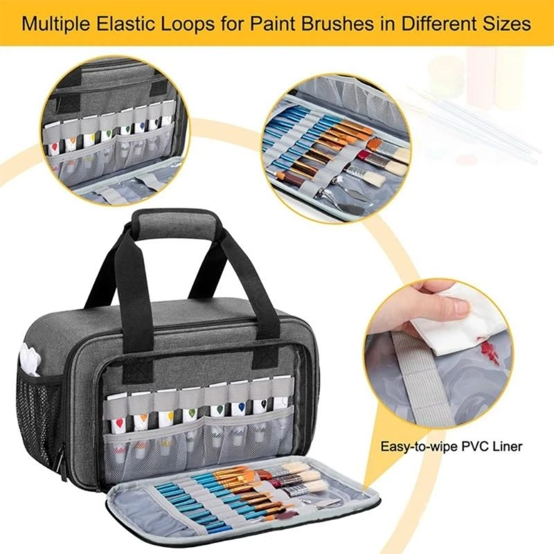Art Supply Organizers Paint Carry Bag with Removable Divider Large Acrylic Paint Storage Case Hold up to 50 Bottle K92C