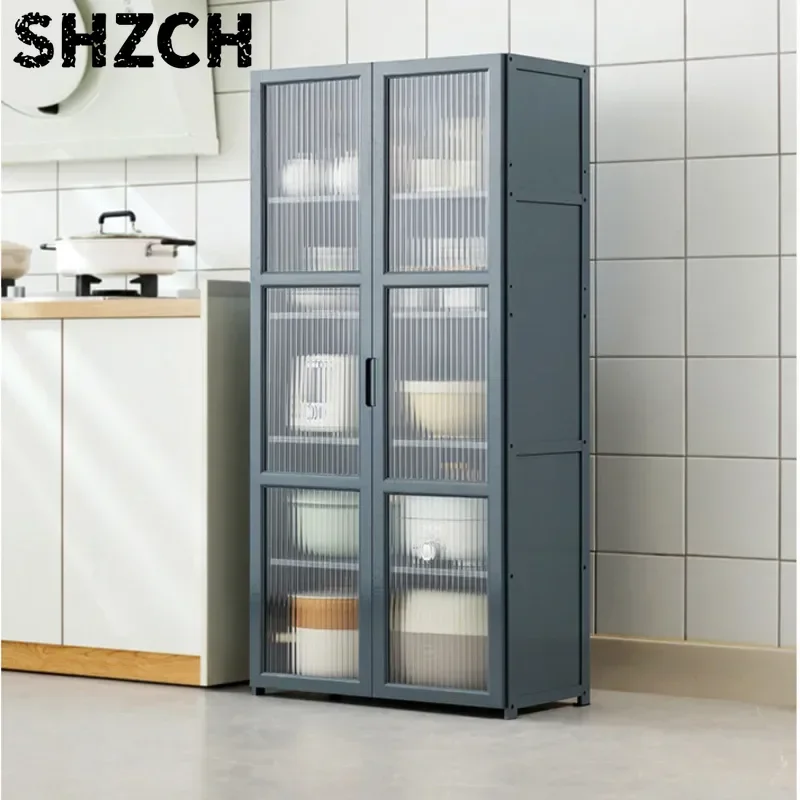 Estante de almacenamiento de bambú para cocina, gabinetes visuales transparentes, estantes de estructura sólida, suministros org