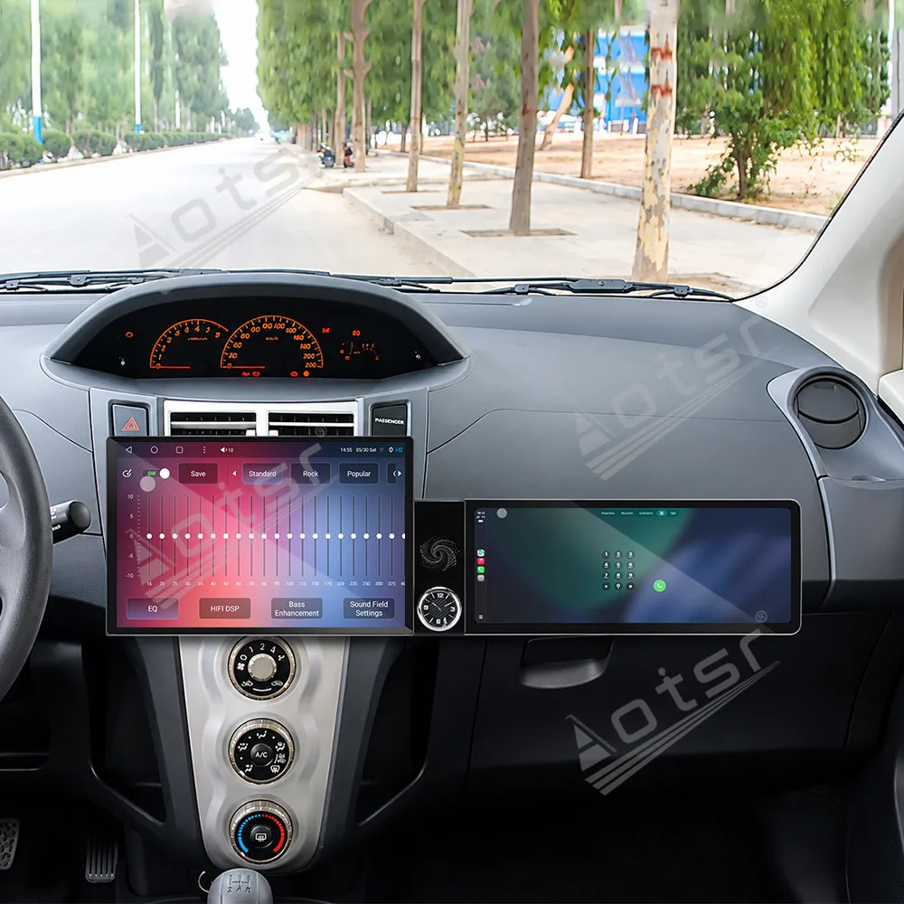 Qualcomm Android  For Toyota Yaris 2005-2011 Dual Screen GPS Multimedia Navigation Car stereo Receiver Player IPS Host  Free Cam