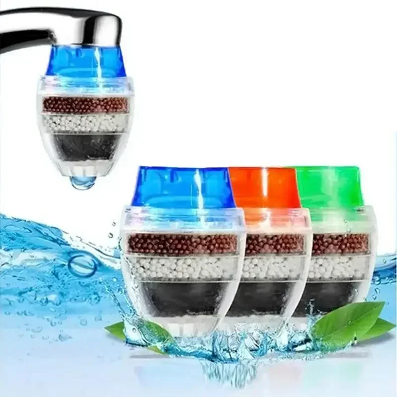 Kitchen Simple Solid Color Purifier Tap Filter Water Saving Faucet Bubbler Activated Carbon Filtration Nozzle Cleaning Filters