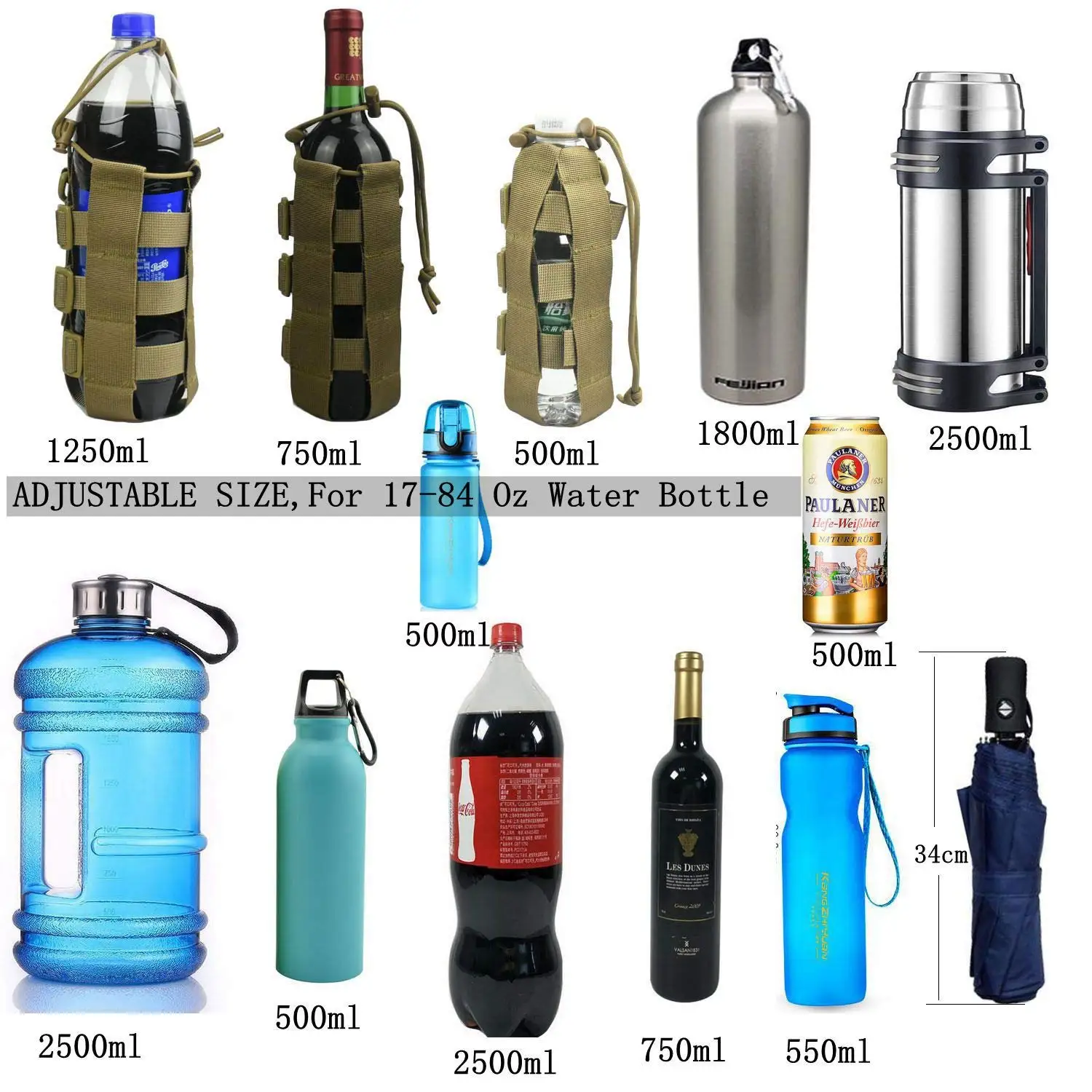 Multifunctional tactical water bottle hanging bag Outdoor Camo water bottle Bag Adjustable rope water bottle bag accessories cam