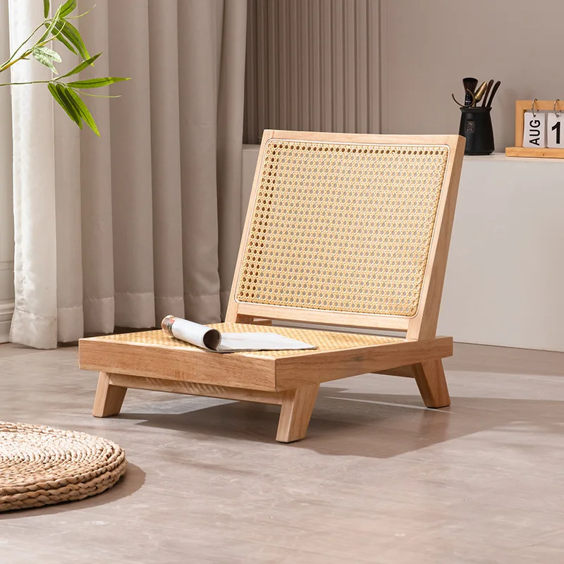 Wabi Sansan tatami solid wood small tea table legless bay window chair Japanese style seat with backrest floor stool and room