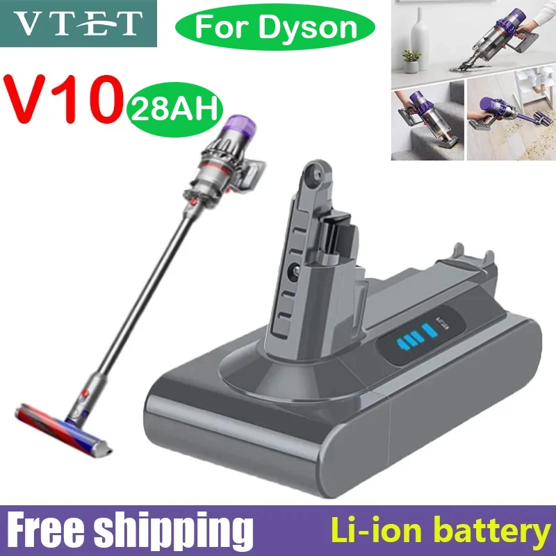 

NEW 2024 V10 SV12 Rechargeable Battery 25.2V 28000mAh for Dyson V10 Absolute Replaceable Fluffy Cyclone Vacuum Cleaner Battery