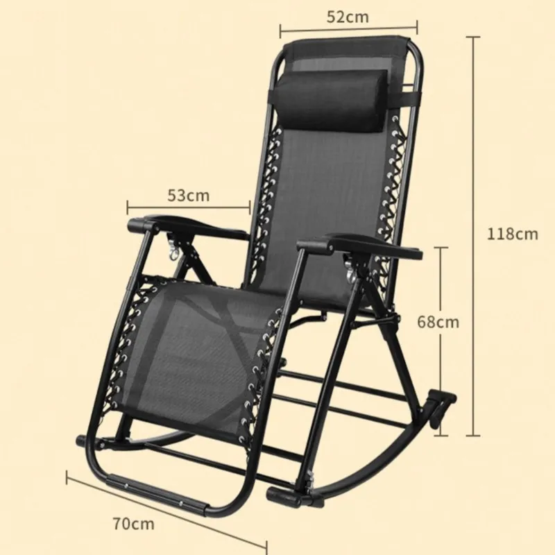 Household Lazy Rocking Chair Balcony Comfortable Scandinavian Style Single Multi-position Adjustable Lunch Recliner Home Camping