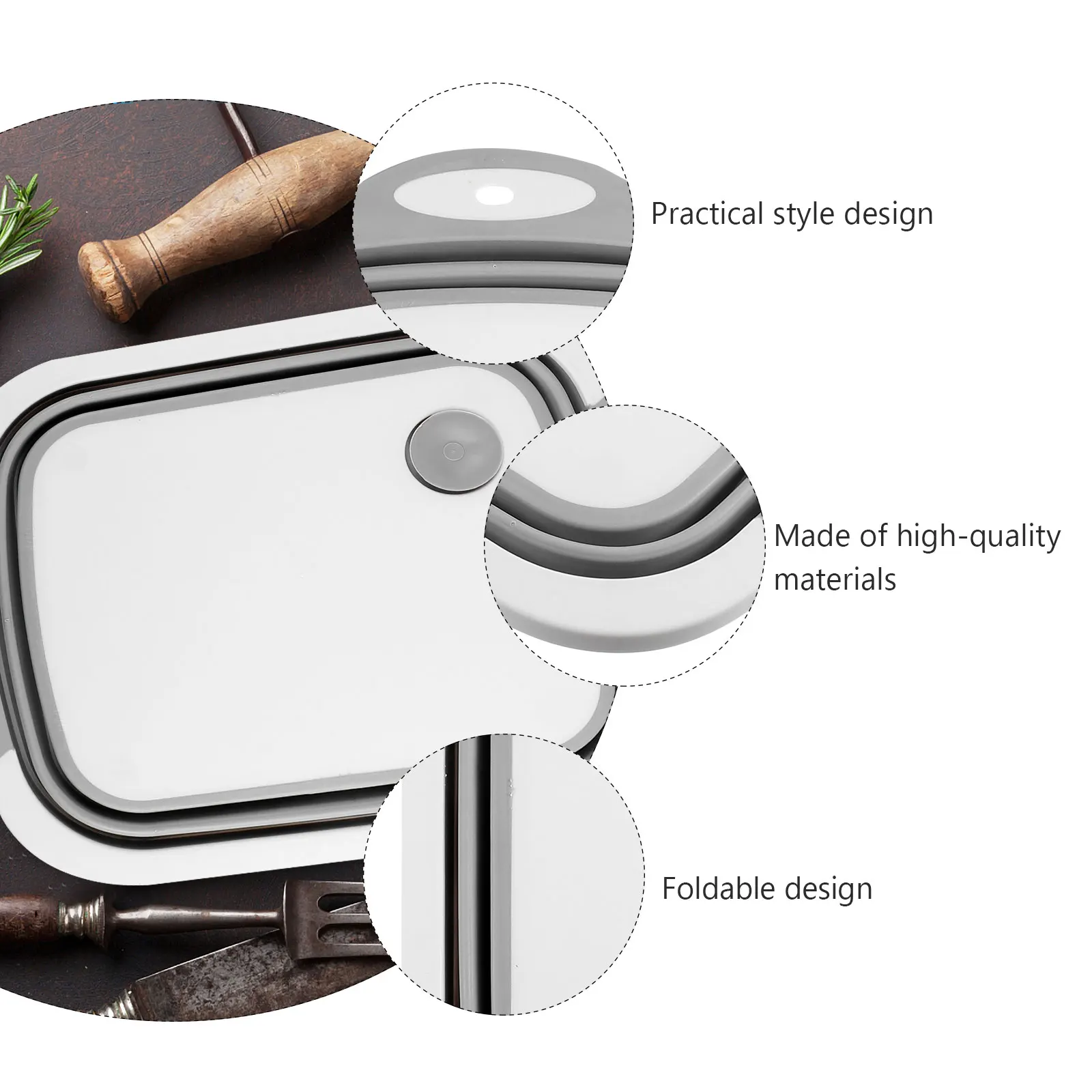 

Folding Cutting Board and Washing Basin With Drain Basket Home Multifunctional Chopping Foldable Kitchen Supplies Flexible