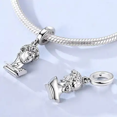 Original 925 Sterling Silver Charm Pendant Statue of David For Woman Fit Bracelet Bead Diy Fine Jewelry