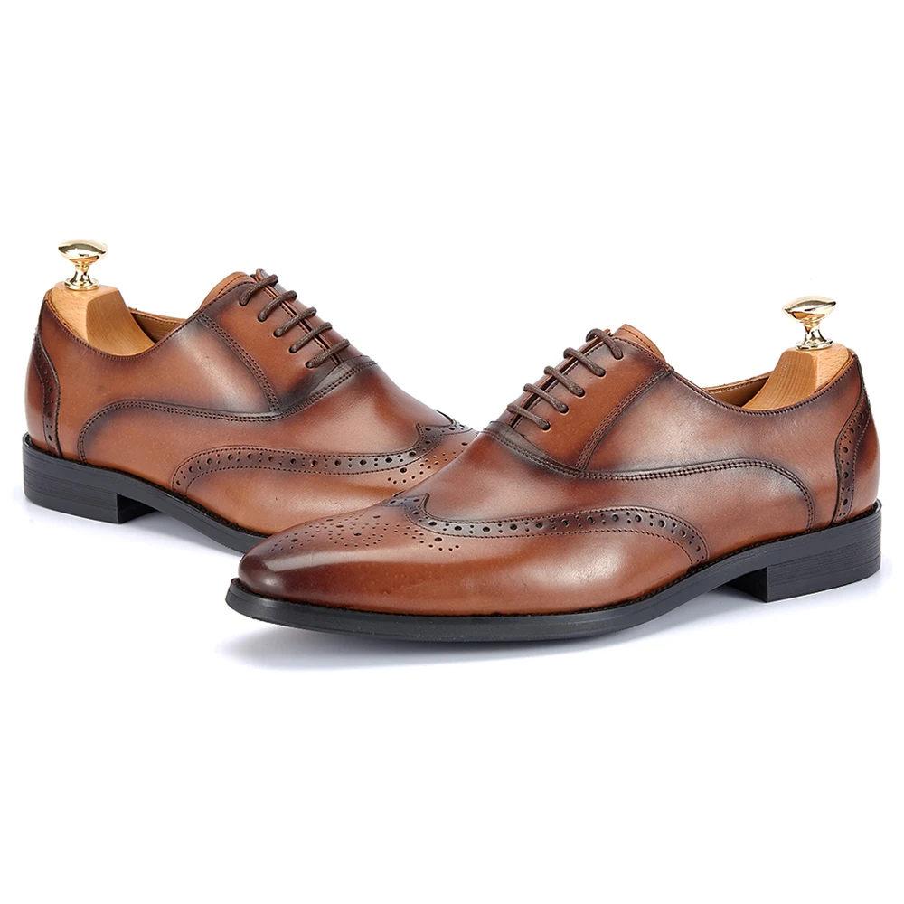 

Мужские классические деловые туфли-броги из натуральной кожи (первый слой) для офисных встреч, удобные туфли для официальных мероприятий