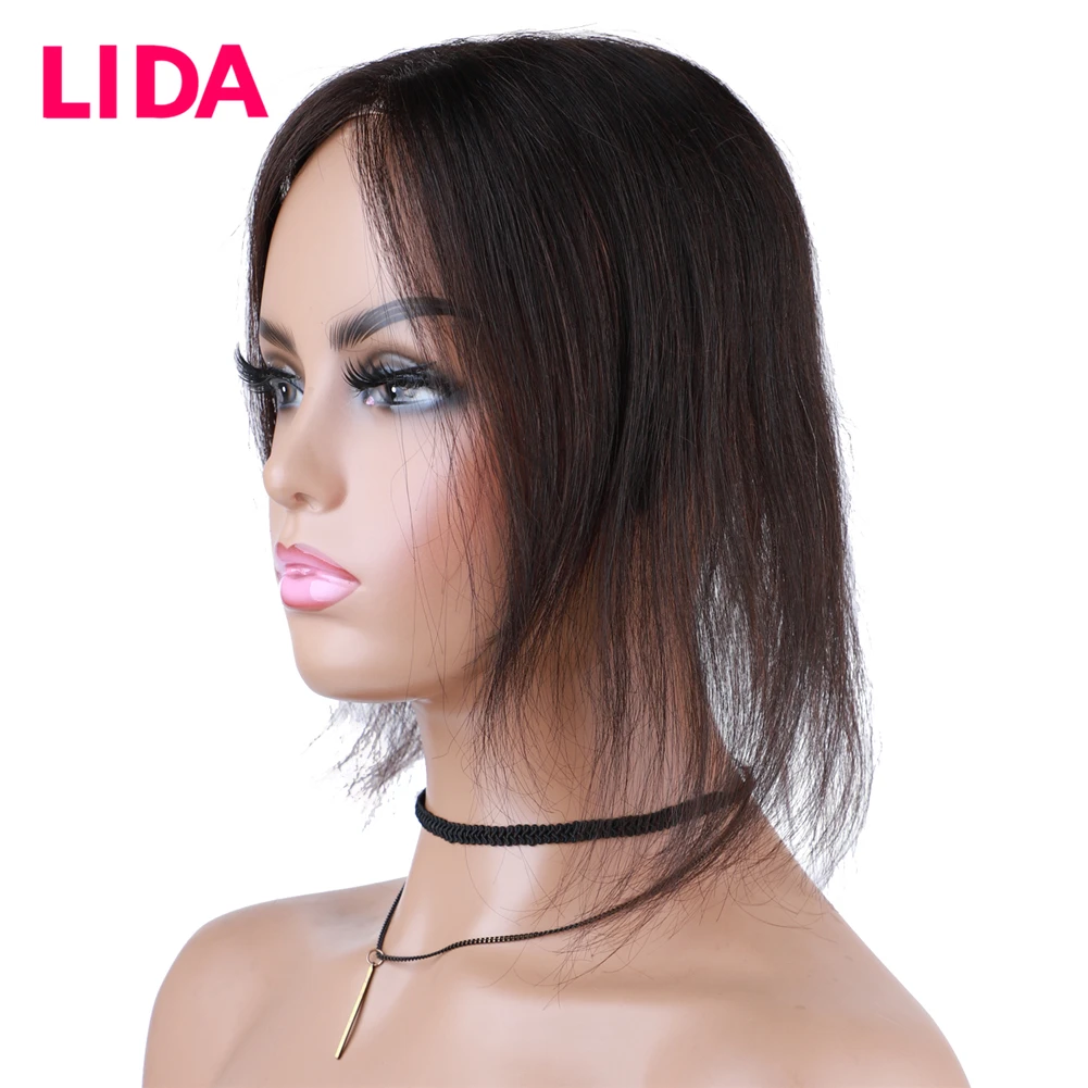 Base de seda recta para mujer, Topper con Clips de 4 pulgadas, línea de cabello de encaje hecha a mano, cabello humano chino Remy, 14 pulgadas