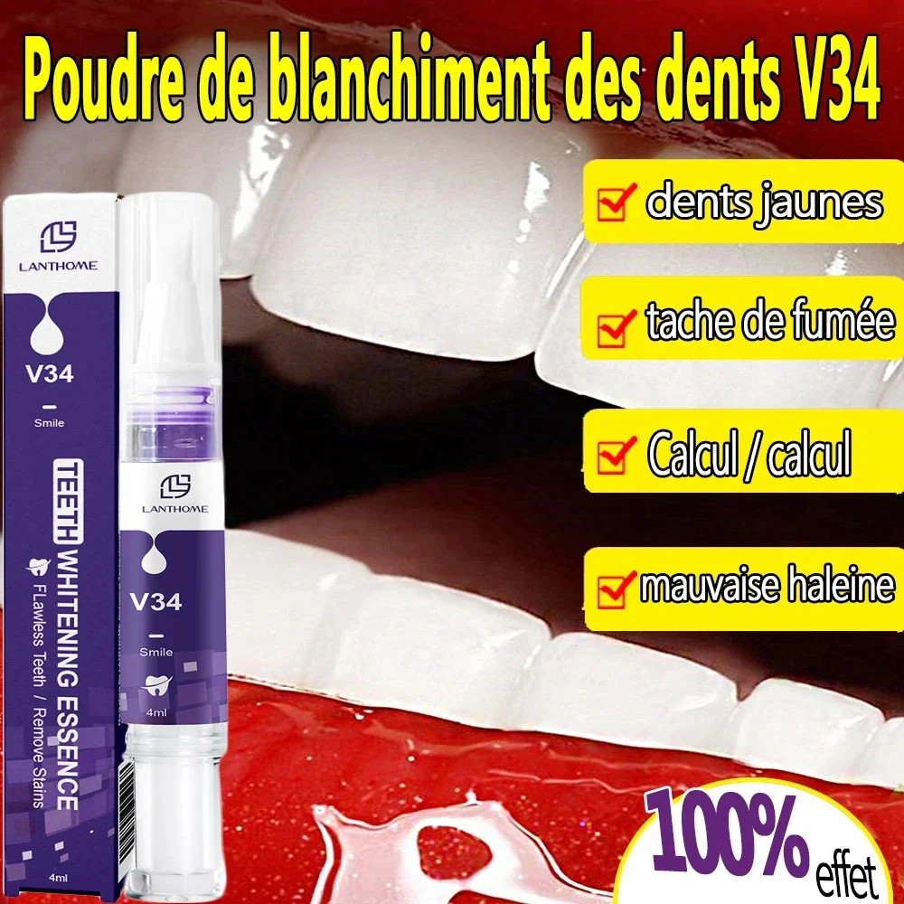 V34 Dentes Whitening Creme Dental Pen, Remover manchas de placa, Limpeza, Higiene Oral, Branqueamento Dental Tools, Respiração Fresca, Tooth Care