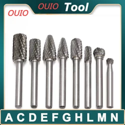 Carbide Rotary Burrs Set A C D E F G H L M 1/4 1/8 Shank Head For Woodworking Drilling Carving Engraving Polishing Rotary Burrs