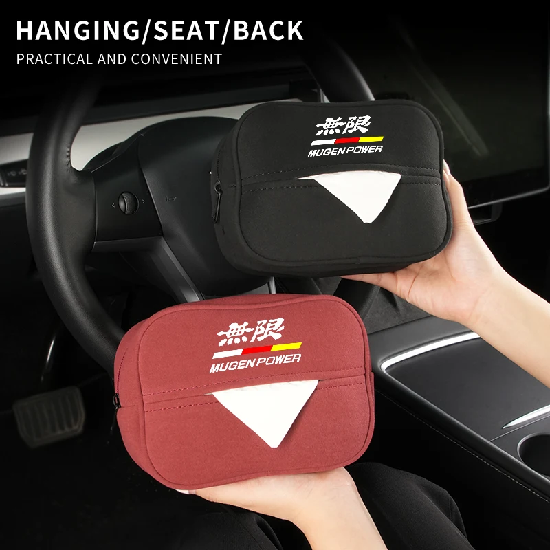 Tissue Holder Car Hanging Back Seat Tissue Storgae Box Cover For Honda Mugen Power Civic 5D Accord 8 CRV Hrv Fit Jazz Type R