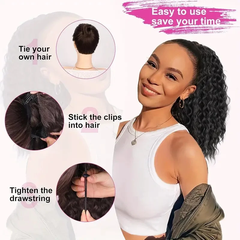 18 Inch Synthetic Drawstring Ponytail Extension for Women