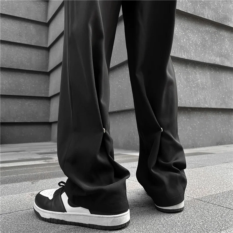 

Bla Casual Straight Leg Men's Pants Youthful Sle Loose Fit Long Trousers Trendy Brandl Summer Faion Leisure Trousers