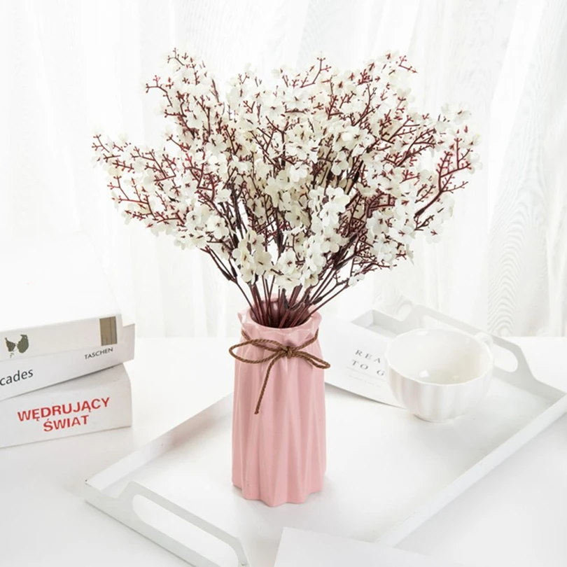 

Artificial Flower Silk Gypsophila Peach Home Vase Table Outdoor Garden Wedding Bridal Bouquet Festival Party DIY Gift Decoration