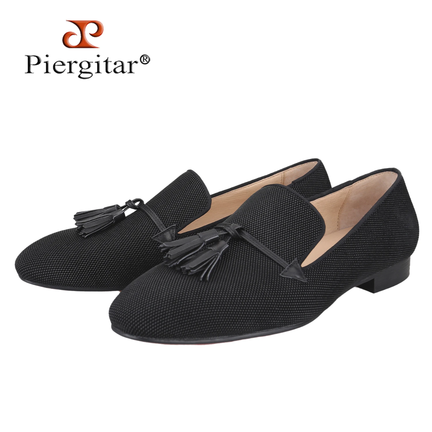 

Мужские лоферы Piergitar из гранулированного хлопка с кожаными кисточками ручной работы для вечеринок и свадеб, без застежек