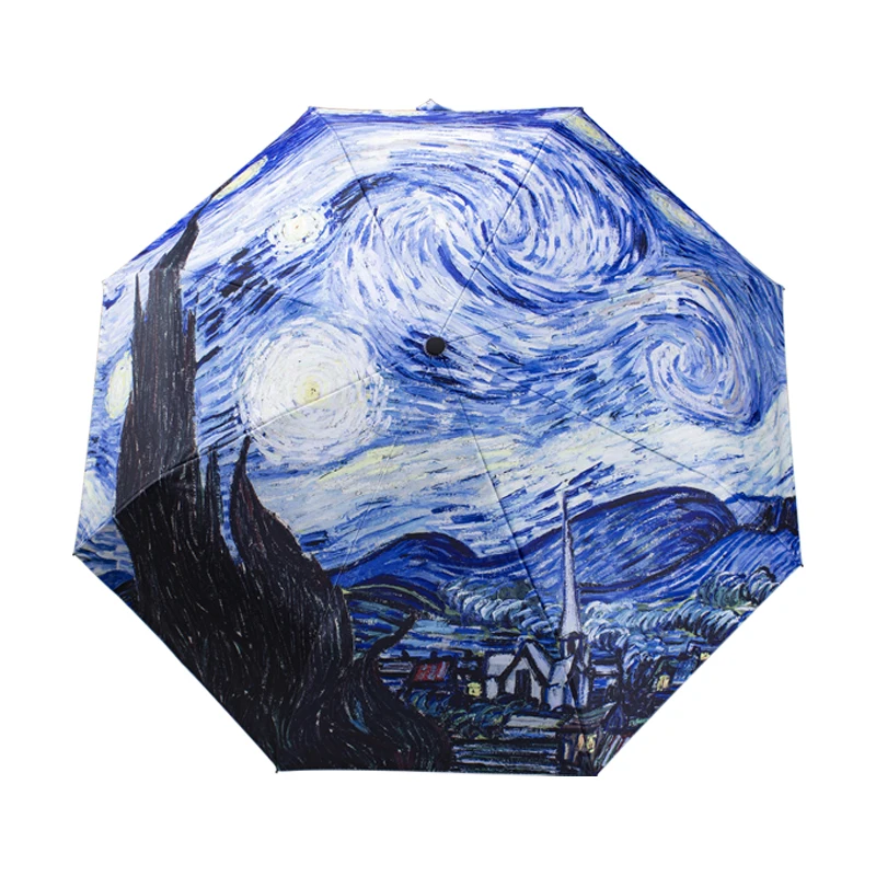 Small Fresh Umbrella Oil Painting Automatic folding Umbrella,umbrella for women men,Umbrella male,wind and water resistant