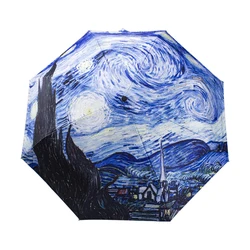 Small Fresh Umbrella Oil Painting Automatic folding Umbrella，umbrella for women men，Umbrella male，wind and water resistant