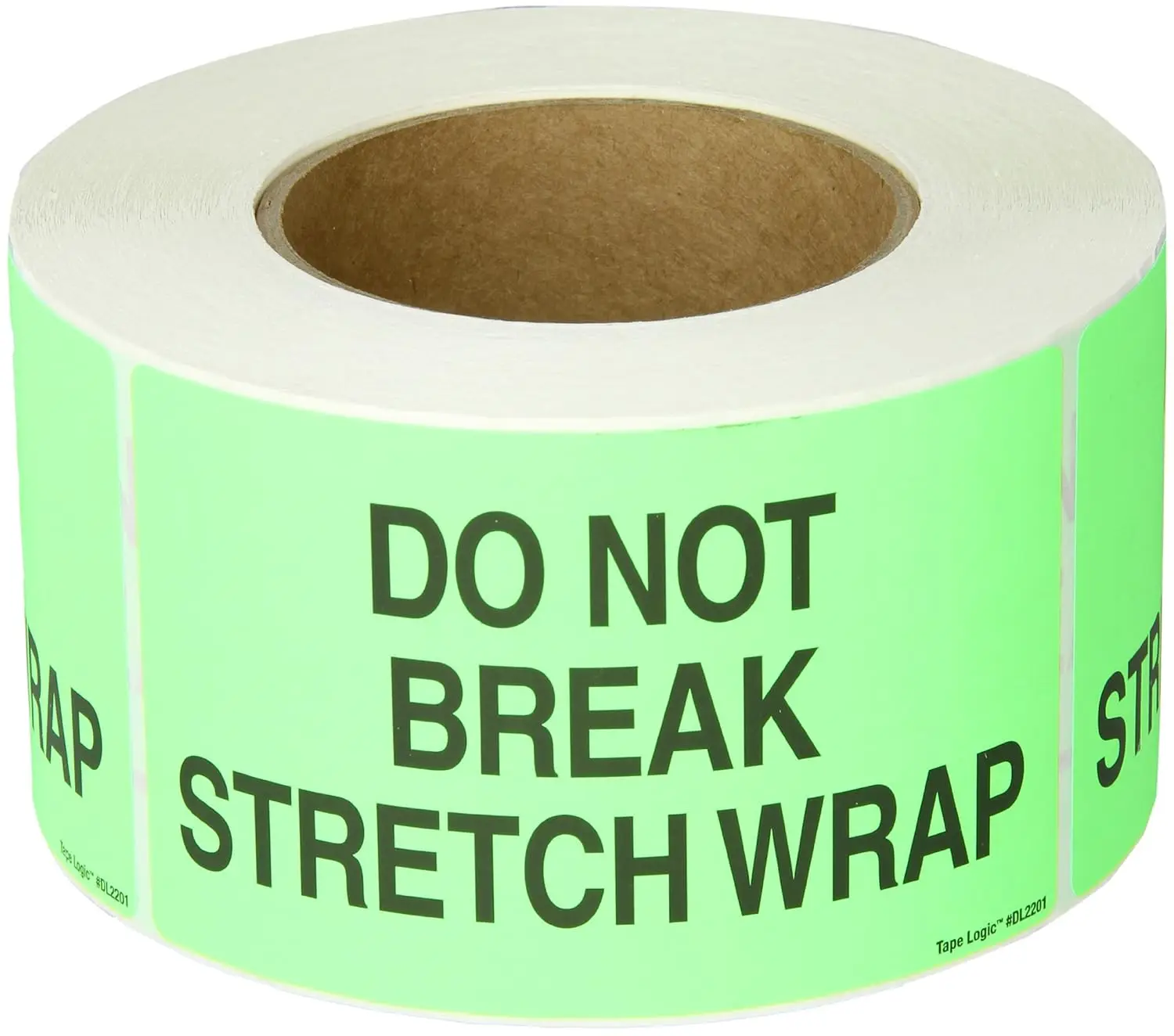 

3" x 5","Do Not Break Stretch Wrap" Fluorescent Green Warning Sticker, for Shipping, ling, Packing, and Moving (1 Roll