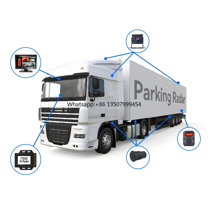 

77GHZ AI Radar Sensor Proximity Warning System Collision Avoidance,Blind Spot Detection Reverse Parking Radar for Truck Forklift