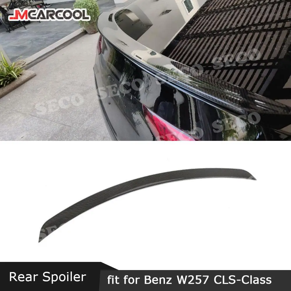 

For Mercedes Benz CLS Class W257 C257 CLS400 CLS550 AMG Spoiler 2018 2019 Carbon Fiber Rear Spoiler FRP Boot trim sticker wings