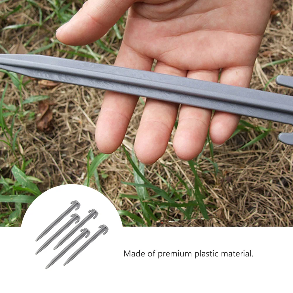 

5Pcs Tent Nails High-Strength Plastic Anti-Rust Stable Support Outdoor Use Awning Canopy Grass Ice Milled Points