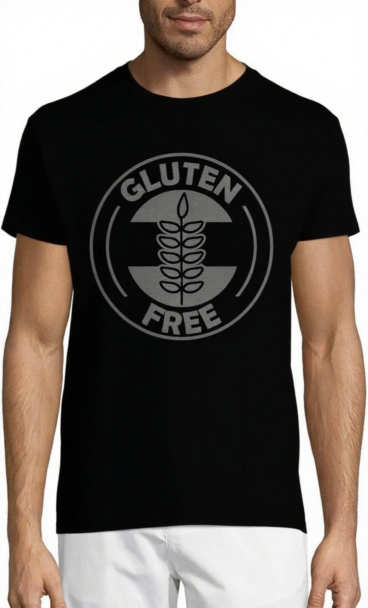 تي شيرت جرافيك عتيق خالي من الغلوتين تي شيرت مضحك لنمط الحياة المشهور للصحة للرجال والنساء 100% قطن برقبة دائرية وأكمام قصيرة تي شيرت