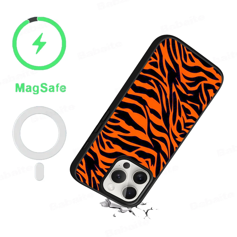 Cartoon Zebra Pattern Phone Case Magnetic Case For IPhone 16 14 13 12 11 15 Pro Max Plus For Magsafe Wireless Charge Cover