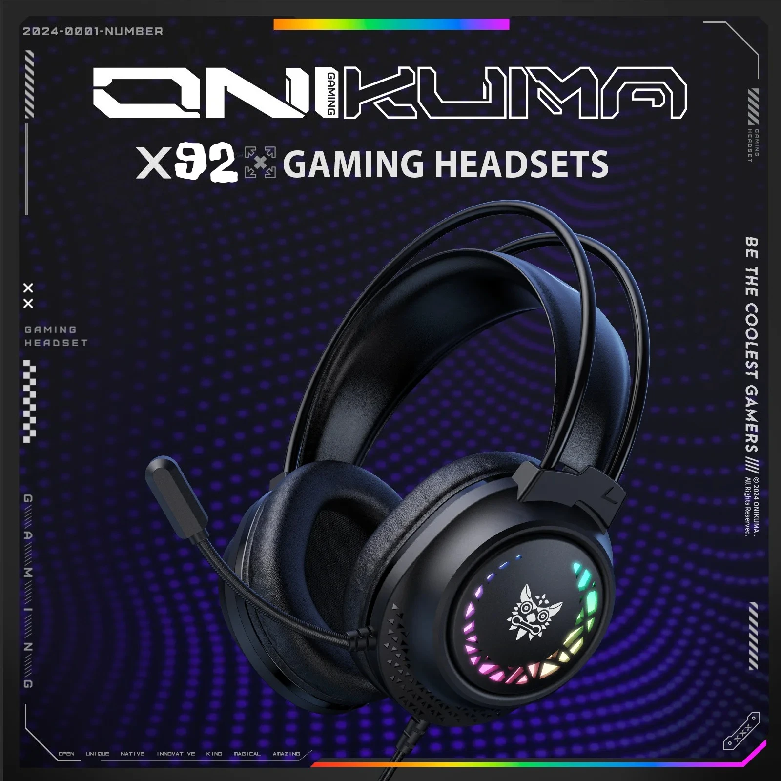 ONIKUMA X92 سماعة الألعاب Esports حزمة جديدة كاملة RGB ضوء تصميم سماعات مع هيئة التصنيع العسكري لملحقات ألعاب ألعاب الكمبيوتر #1