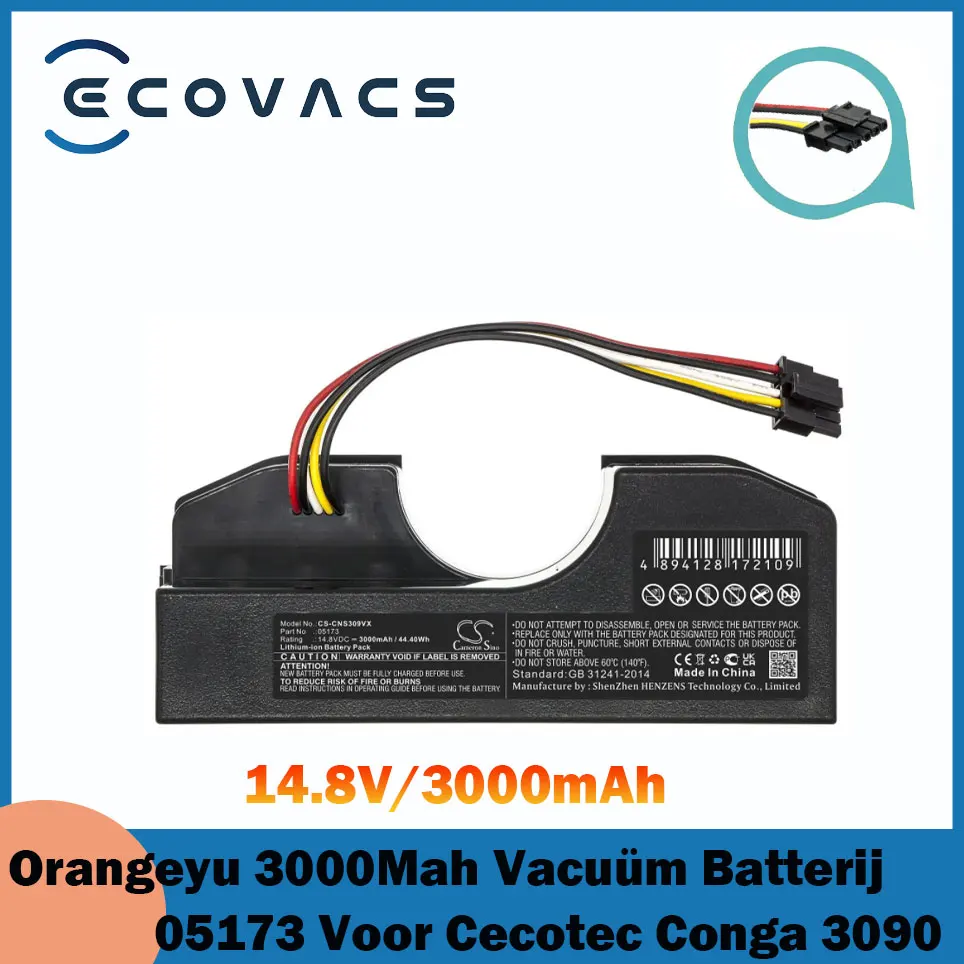 

ECOVACS Orangeyu 3000Mah Vacuüm Batterij 05173 Voor Cecotec Conga 3090