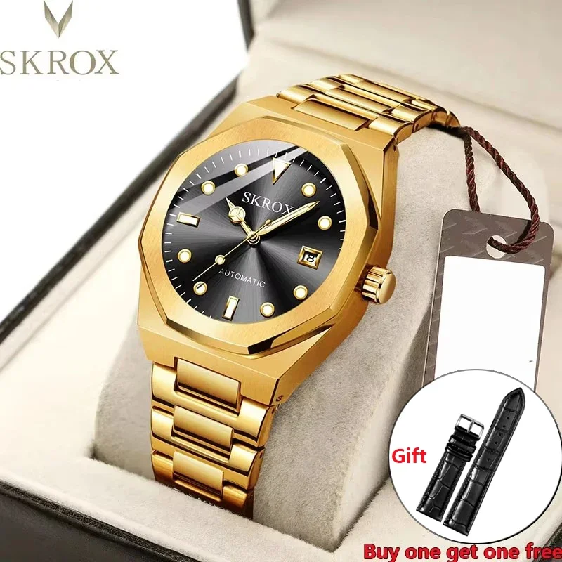 Original Luxury Brands Octagon Stainless Steel Automatic Movement Clock Mechanical Waterproof Wristwatch Dive Elegant Man Watch