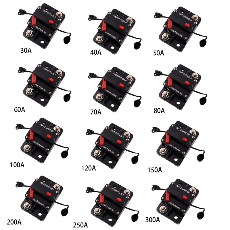 مقاوم للماء أمبير قاطع الدائرة الصمامات إعادة تعيين ، 12-24 فولت العاصمة ، سيارة ، قارب ، السيارات ، صندوق الصمامات