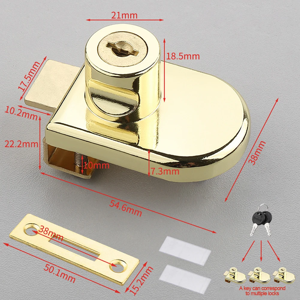 Glass Cabinet Door Lock Glass Display Cabinet/Showcase Locks Zinc Alloy Single/Double Door Locks With Keys Furniture Hardware