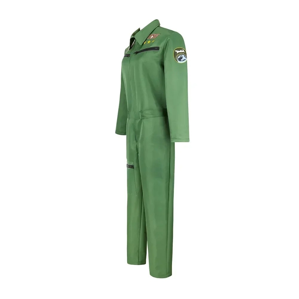 Adult Fighter Pilot Costume  Women Men Astronaut Costume Space Suit Cosplay Plus Size Zipper Jumpsuit Army Green Dress Uniform