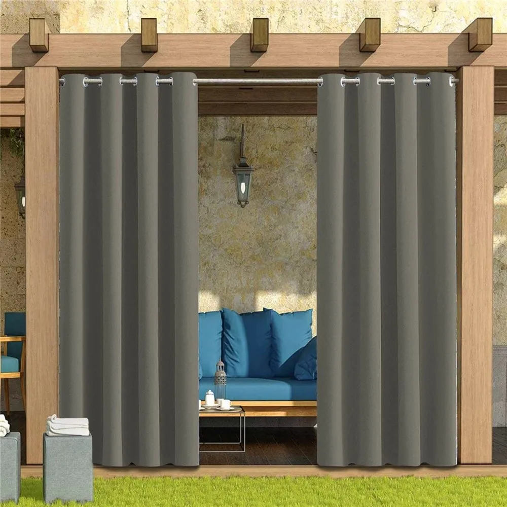 74W x 130L inch Waterproof Indoor/Outdoor Curtains for Patio Thick Privacy Grommet Curtains for Bedroom Living Room