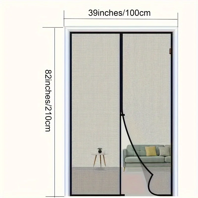 Easy to install magnetic screen door - durable polyester mesh, PET and insect friendly, suitable for doors below 38x82 inches