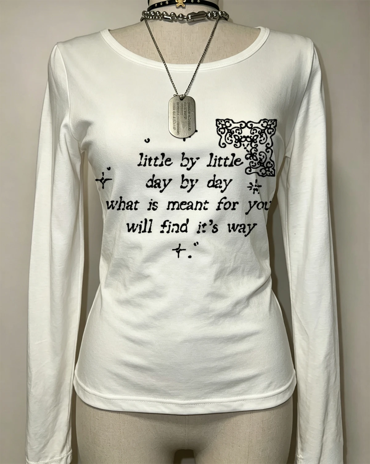 Y2K Gothic Slogan Letter Long Sleeve T‑Shirt Women Inspirational Text Graphic Slim Fit Casual Crop Tee Tops