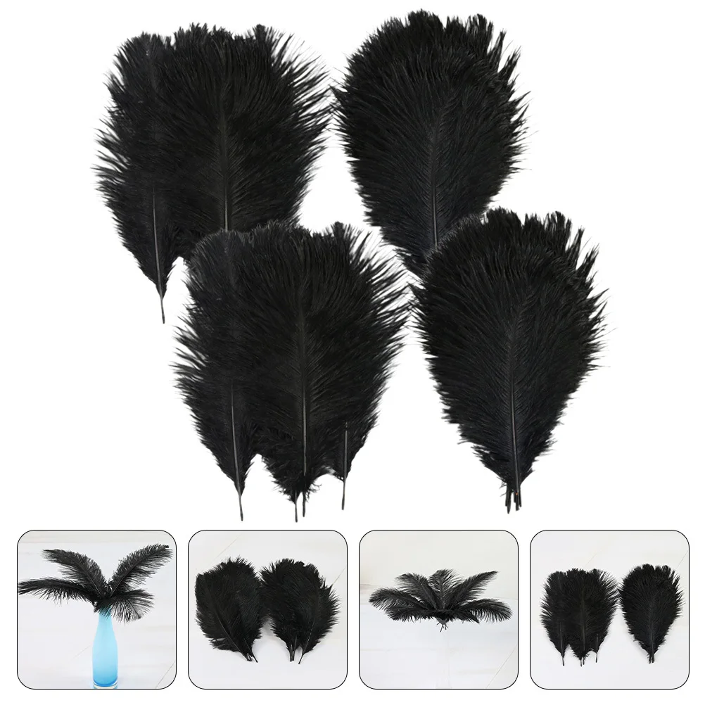 

20pcs Black Ostrich Natural Plumes Bulk For Diy Craft Wedding Home Party Vase Floral Arrangement Decor Furnishing