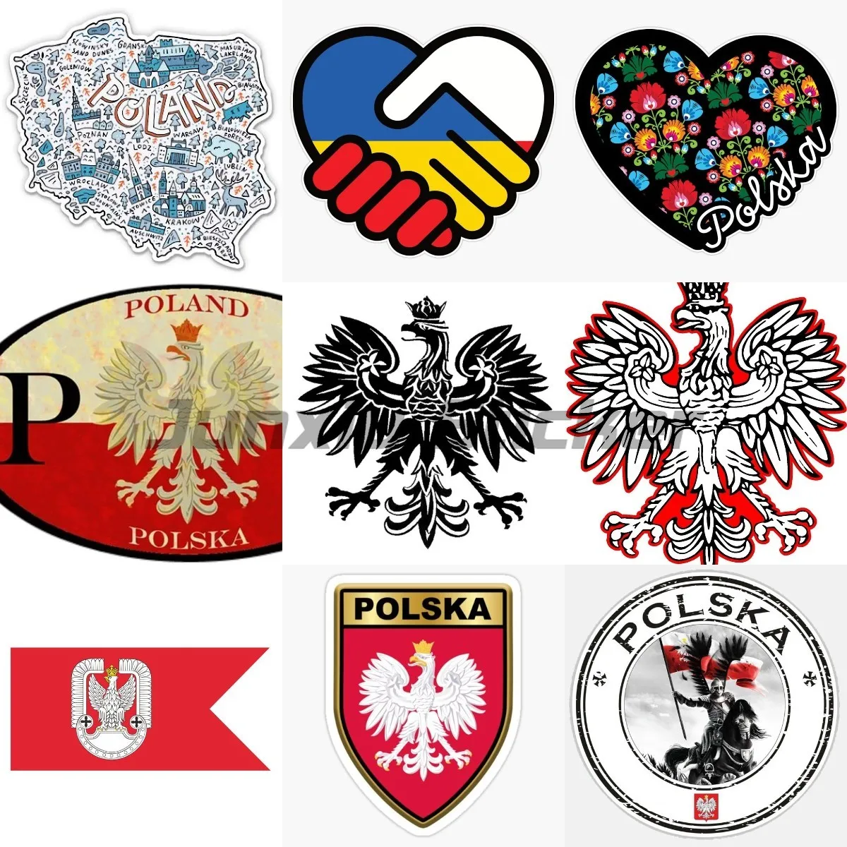 Polish Eagle National Flag Map National Badge Laptop Stickers Customized Car Window Decals Glass Forest Truck Camper Decals