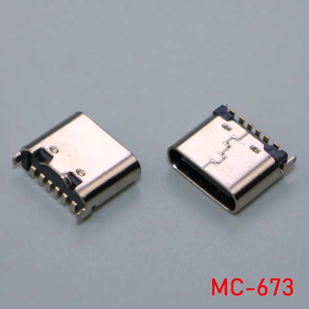 YuXi 5-10Pcs 6Pin Vertical SMT Socket Connector USB Type C 3.1 Female SMD For PCB design DIY High Current Charging — zdjęcie 3
