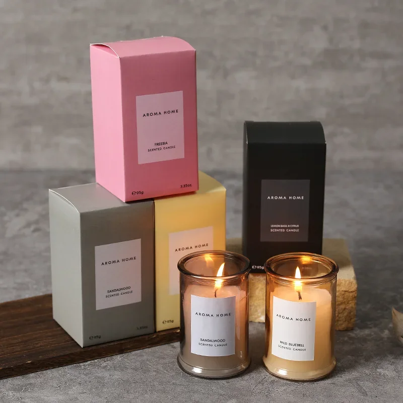 Ins Style Vintage Glass Jar Scented Candle Essential Oils Soy Wax Candle Aromatherapy Home Decoration Birthday Xmas Gift